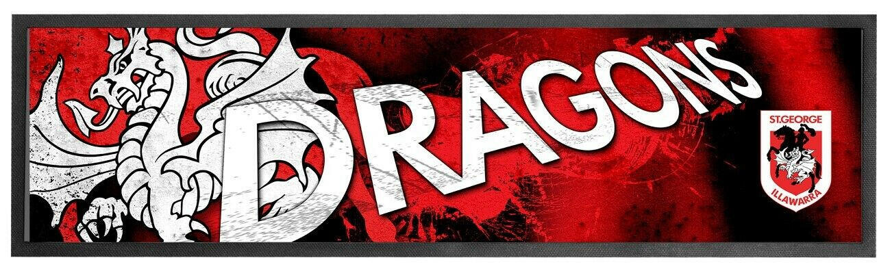 St George-Illawarra Dragons NRL Premium Rubber-Backed Bar Mat Runner